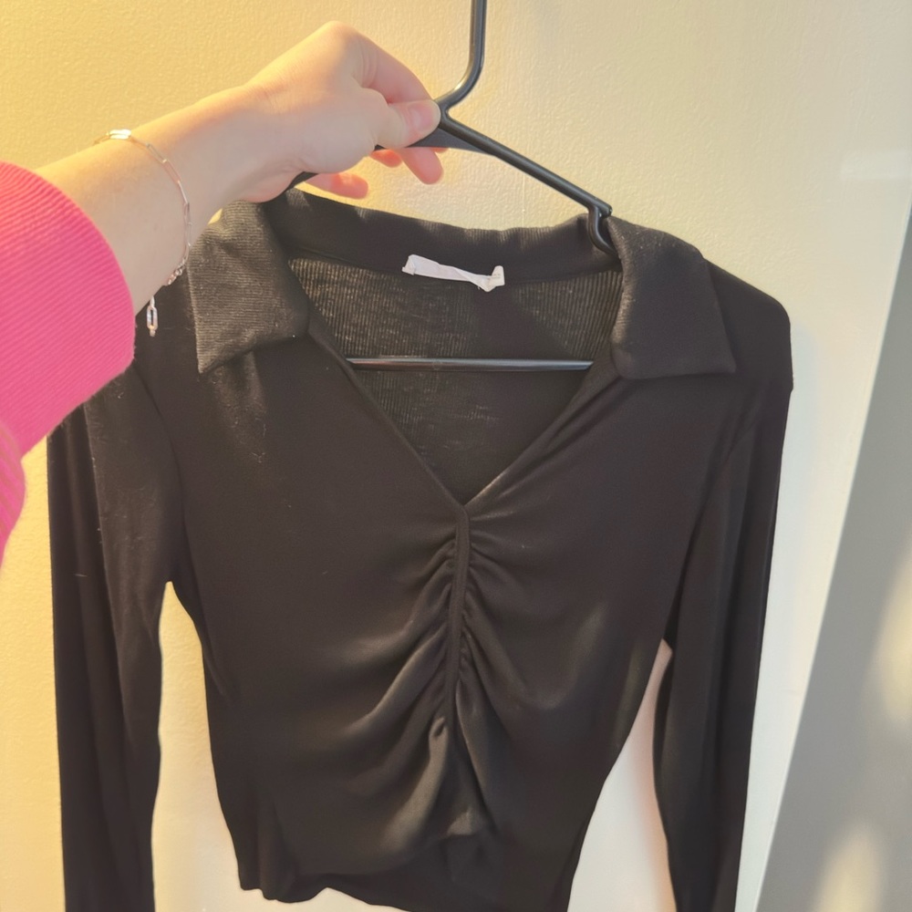 Elegant Black Ruched Women's Top
